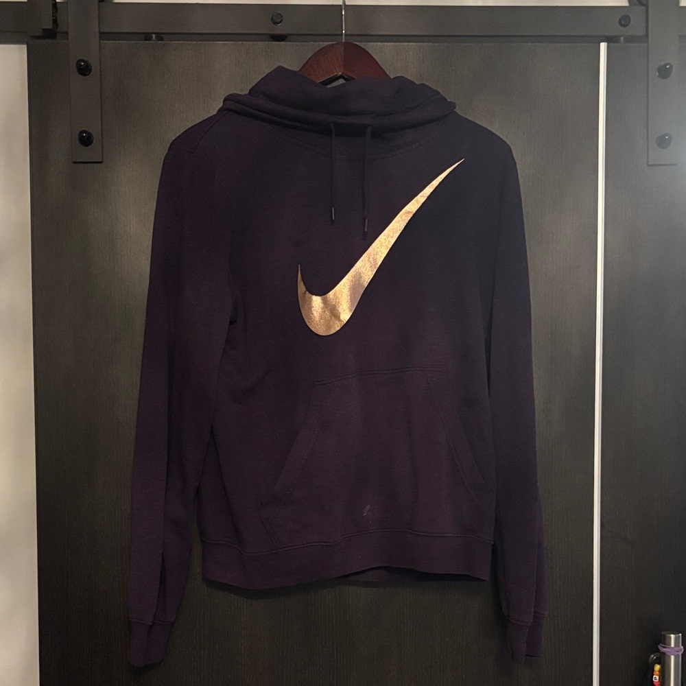 Nike Dark Purple Hoodie with Gold Logo